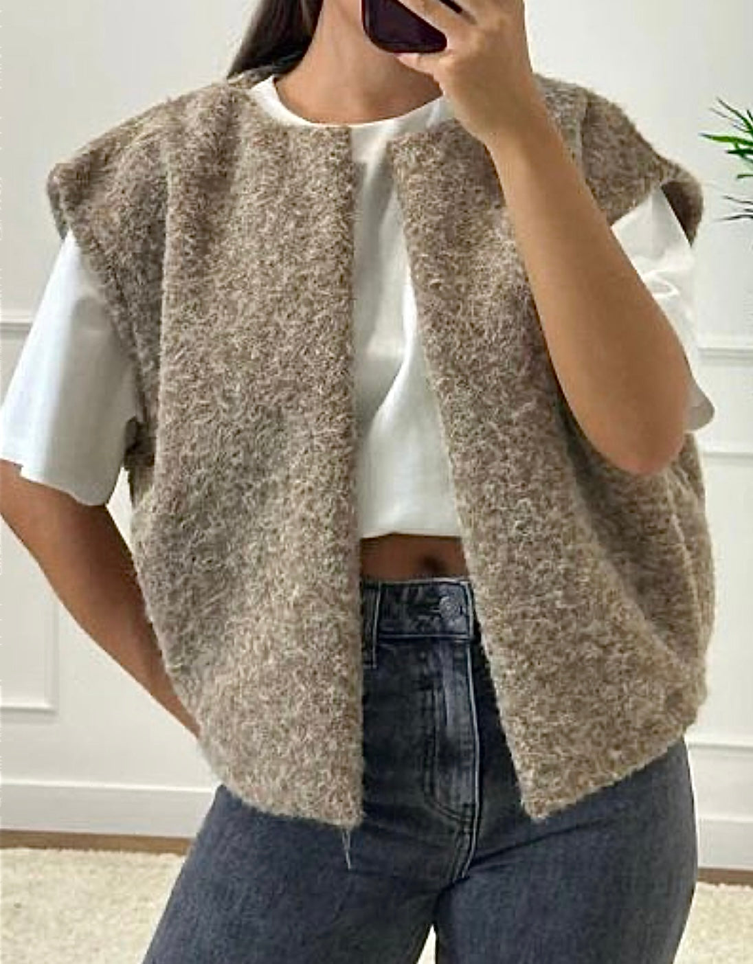 Veste sans manche à fourrure