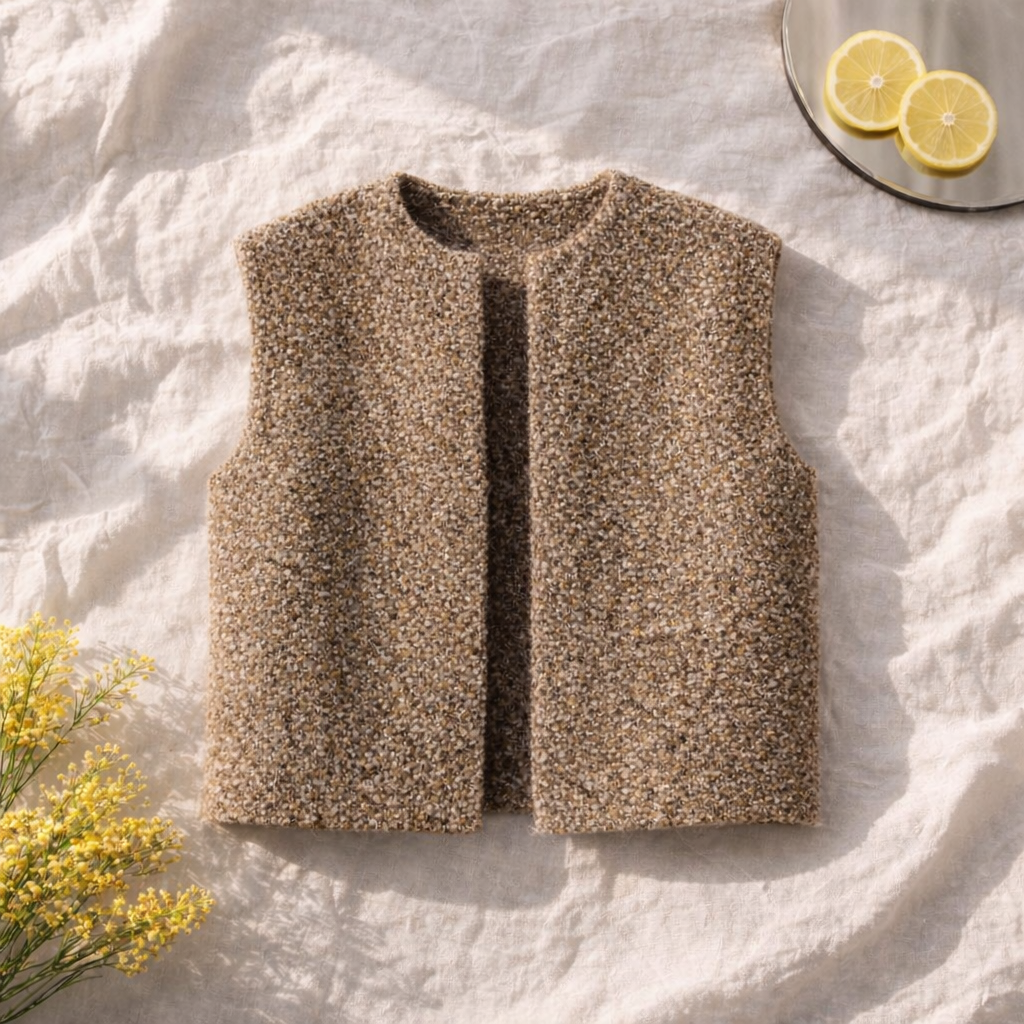 Veste sans manche à fourrure